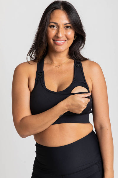 NURSING SPORTS BRA - HIGH VELOCITY MAXIMUM SUPPORT - BLACK