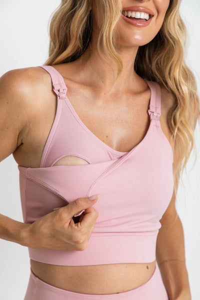 NURSING SPORTS BRA - EVERYDAY ACTIVE + MAX COVERAGE - DUSTY PINK