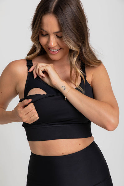 NURSING SPORTS BRA - EVERYDAY ACTIVE + MAX COVERAGE - BLACK